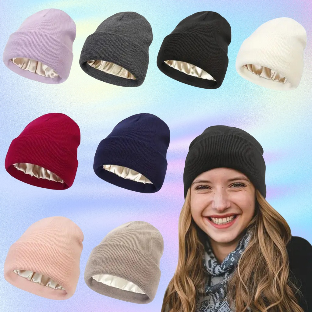 Beanie Cuffed Knit - Унисекс, антистатическая шапка-бини на атласной подкладке