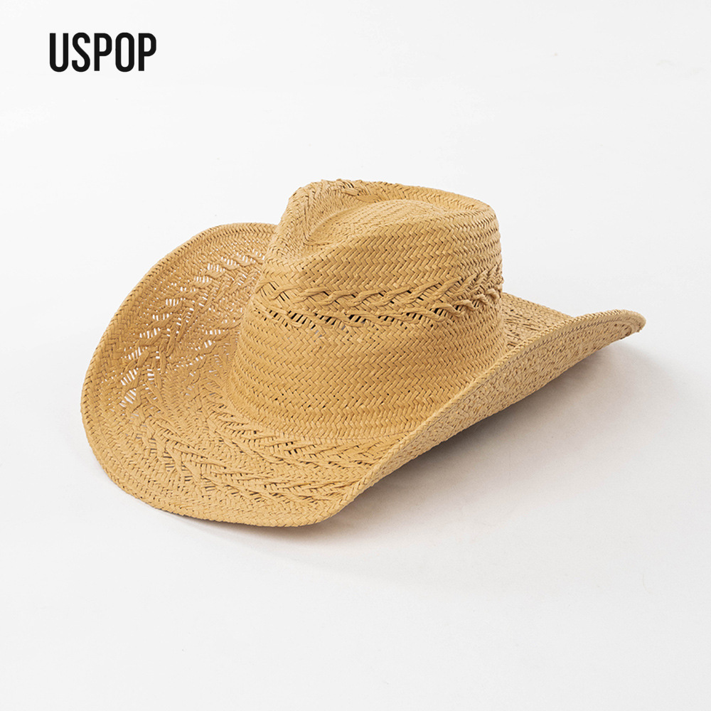 Cowboy Hat Straw - Женская летняя соломенная ковбойская шляпа USPOP,