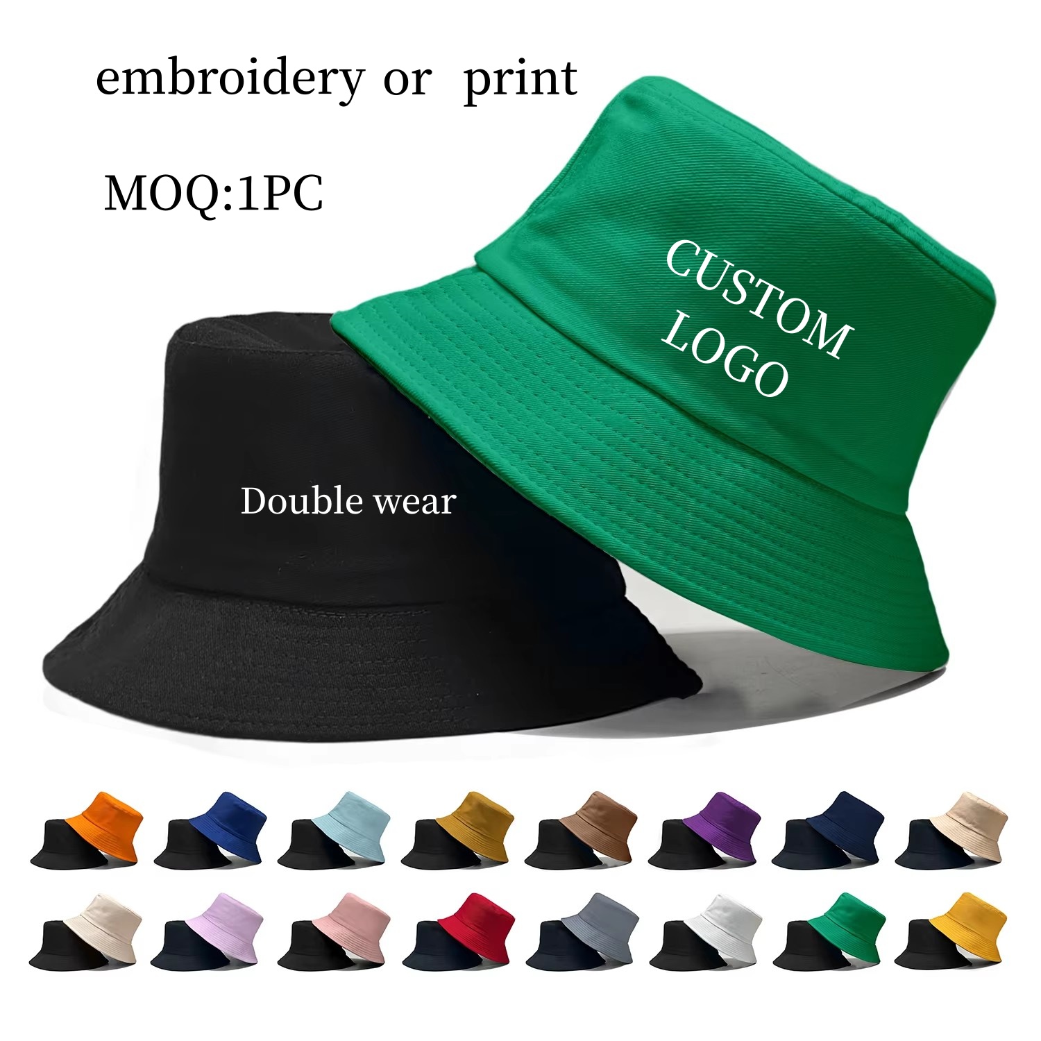 Bucket Hat Cotton - Двусторонняя рыбацкая кепка с логотипом на