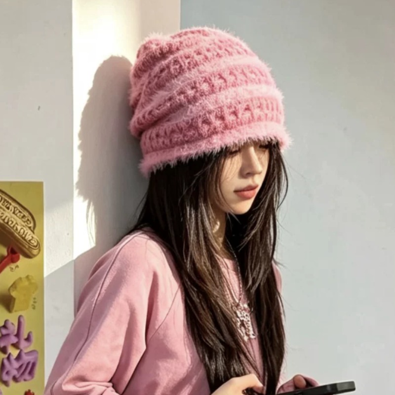 Новые корейские пушистые вязан – обзор и цена Beanie Cuffed Knit