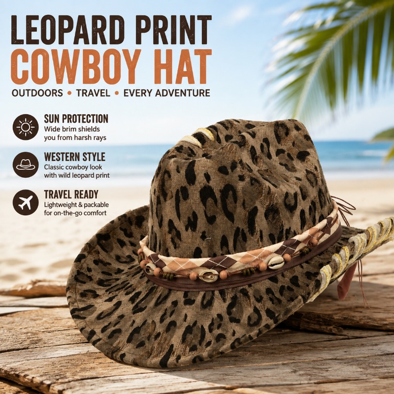 Ковбойская шляпа с леопардовым – обзор и цена Cowboy Hat Straw